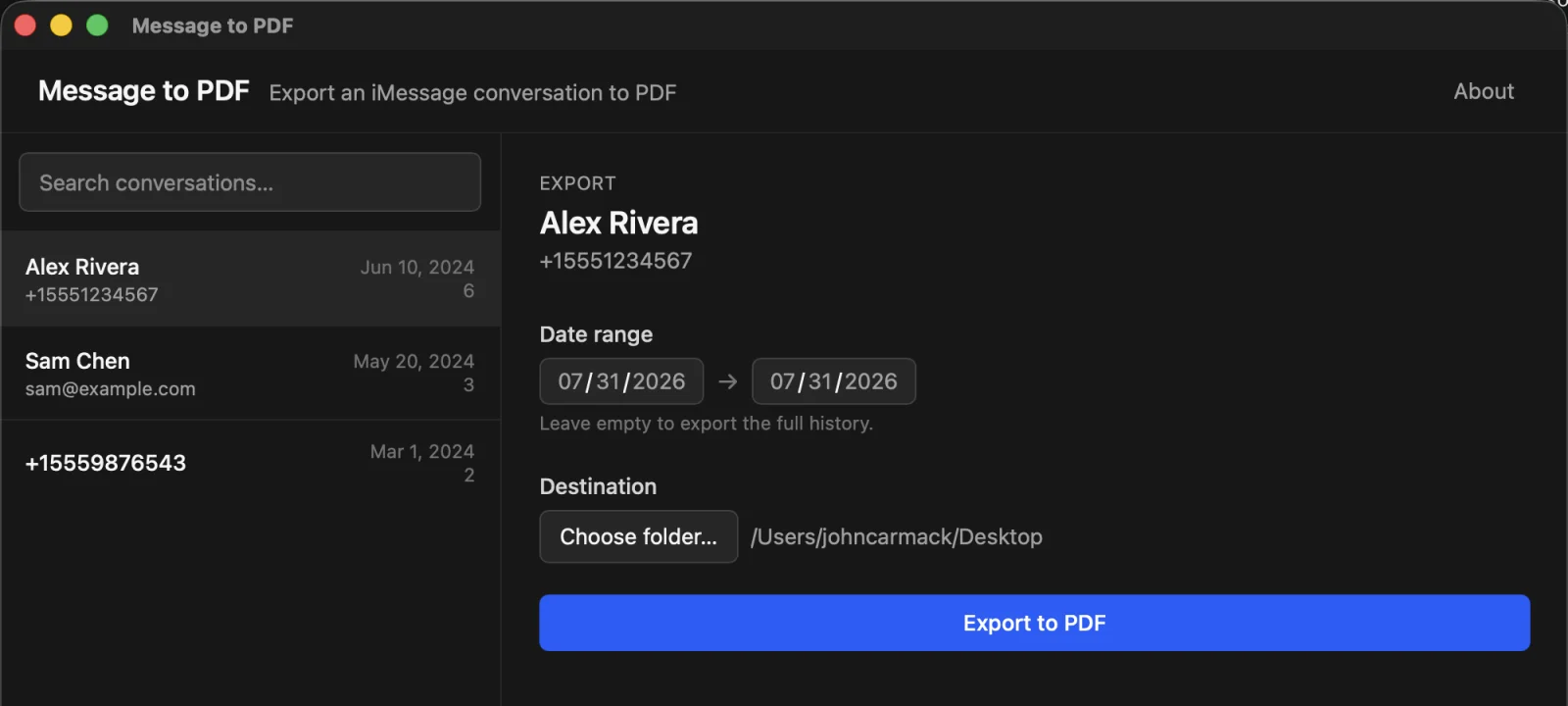 Message to PDF